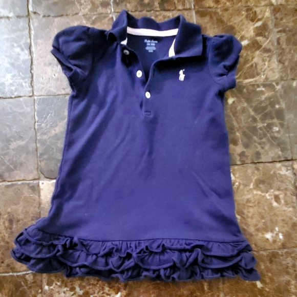 Ralph Lauren Navy Blue Ruffled Short Sleeve Preppy Dress 24 mo - Picture 2 of 5
